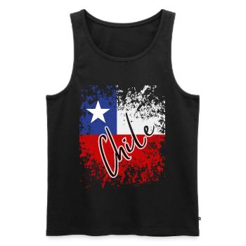 Chilean grunge flag, I love Chile - Men's Premium Organic Tank Top - black - Front - AI Model Male 178 light (178cm)