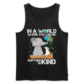 Unterstützung bei der Sensibilisierung für Autismus bei Elefanten und Welpen - Männer Premium Bio Tank Top - Schwarz - Vorne - AI Model Male 178 light (178cm)