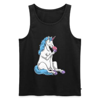 Einhorn Donut - Männer Premium Bio Tank Top - Schwarz - Vorne - Michal (187cm)