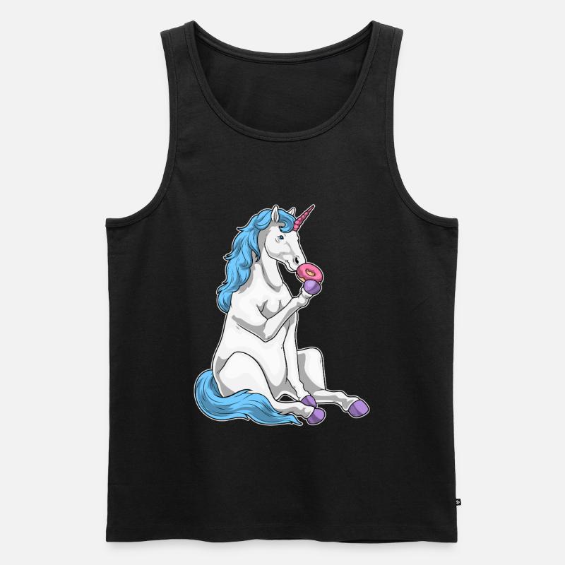 Einhorn Donut - Männer Premium Bio Tank Top - Schwarz