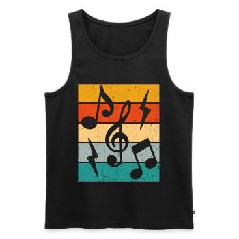 Notes de musique rétro - Débardeur bio Premium Homme - noir - Devant - Michal (187cm)