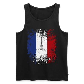 J’aime la France, drapeau de la France - Débardeur bio Premium Homme - noir - Devant - Michal (187cm)