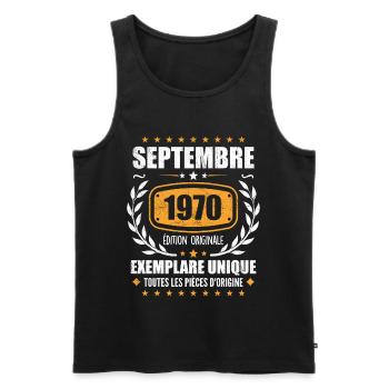 September 1970 Unikat - September 1970 - Männer Premium Bio Tank Top - Schwarz - Vorne - Michal (187cm)