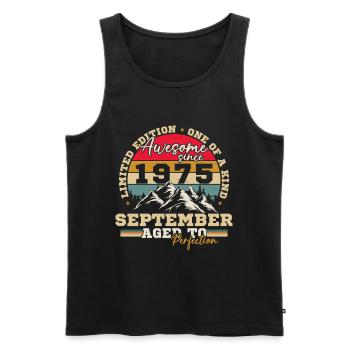 Vintage Birthday Gift Born In September 1975 - Men's Premium Organic Tank Top - black - Front - Michal (187cm)