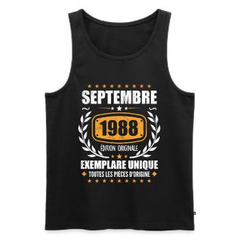 September 1988 Unikat - September 1988 - Männer Premium Bio Tank Top - Schwarz - Vorne - Michal (187cm)