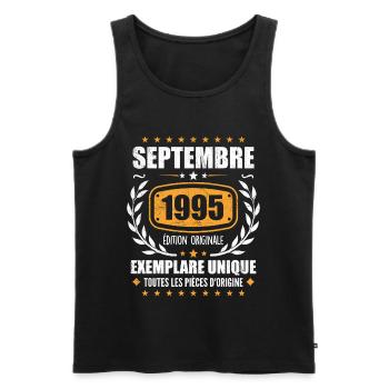 Septembre 1995 Exemplaire Unique - Septembre 1995 - Débardeur bio Premium Homme - noir - Devant - Michal (187cm)