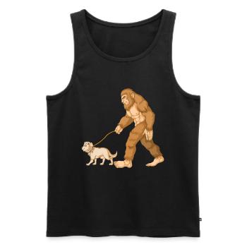 Mythical Bigfoot and Friendly Dog golden retriever - Men's Premium Organic Tank Top - black - Front - Michal (187cm)