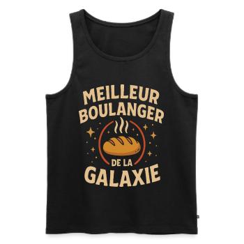 Meilleur boulanger galaxie cadeau humoristique - Débardeur bio Premium Homme - noir - Devant - Michal (187cm)