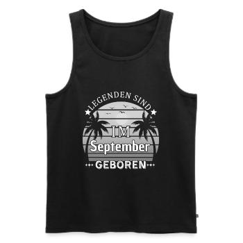 Les légendes naissent en septembre - Anniversaire - Débardeur bio Premium Homme - noir - Devant - Michal (187cm)