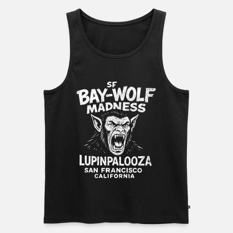 SF Bay Wolf Madness Werwolf - Männer Premium Bio Tank Top - Schwarz