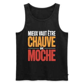 Mieux vaut être chauve Humour chauve Cadeau drole - Débardeur bio Premium Homme - noir - Devant - AI Model Male 178 light (178cm)