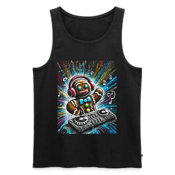 Funkster Lebkuchen DJ Illustration - Männer Premium Bio Tank Top - Schwarz - Vorne - Michal (187cm)