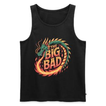 Drachen-Design mit Feuerschrift - Männer Premium Bio Tank Top - Schwarz - Vorne - AI Model Male 178 light (178cm)