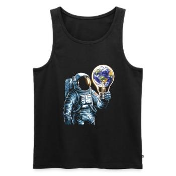 Astronaute spatial avec lampe globe - Débardeur bio Premium Homme - noir - Devant - AI Model Male 178 light (178cm)