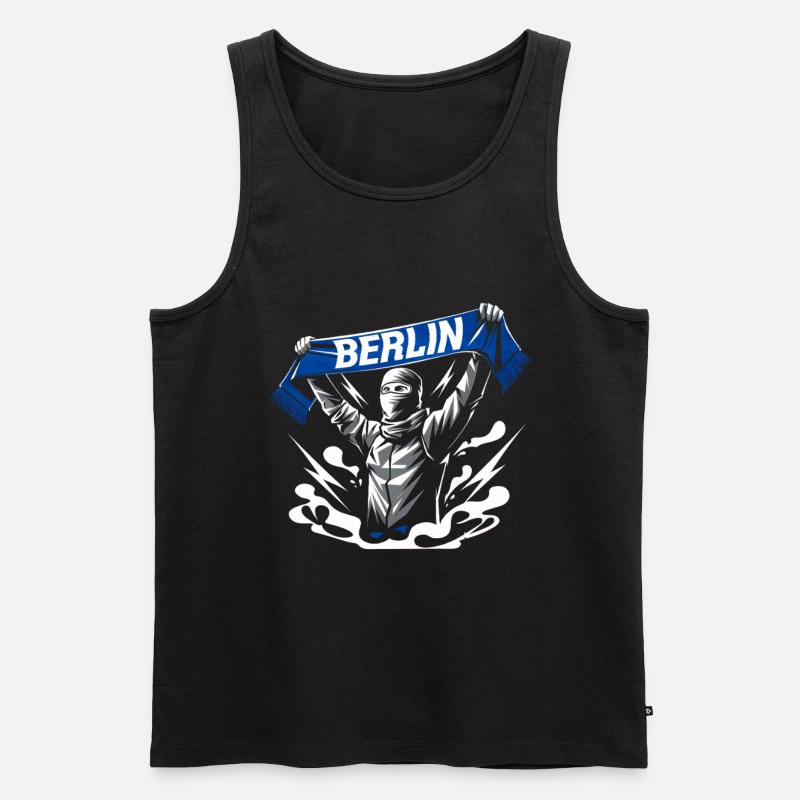 Stilisierte Neon-Graffiti Berlin Szene - Männer Premium Bio Tank Top - Schwarz