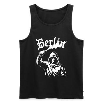 Revolt Street Art Hoodie Design - Men's Premium Organic Tank Top - black - Front - Michal (187cm)