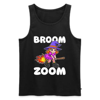 BESEN ZOOM - HEXE HALLOWEEN - Männer Premium Bio Tank Top - Schwarz - Vorne - AI Model Male 178 light (178cm)