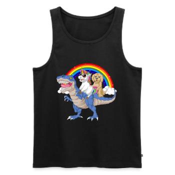 Dinosaurier Einhorn Golden Doodle Regenbögen Design - Männer Premium Bio Tank Top - Schwarz - Vorne - Michal (187cm)