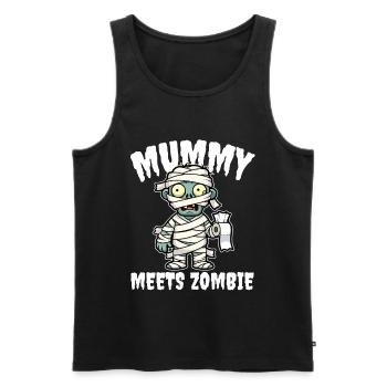 MUMIE TRIFFT ZOMBIE - ZOMBIE HALLOWEEN - Männer Premium Bio Tank Top - Schwarz - Vorne - AI Model Male 178 light (178cm)