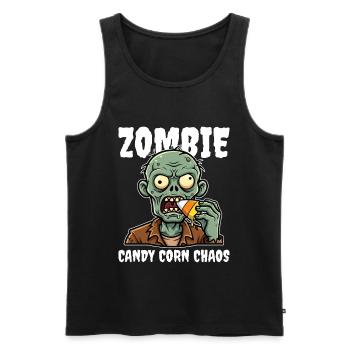 ZOMBIE CANDY CORN CHAOS - ZOMBIE HALLOWEEN - Men's Premium Organic Tank Top - black - Front - AI Model Male 178 light (178cm)