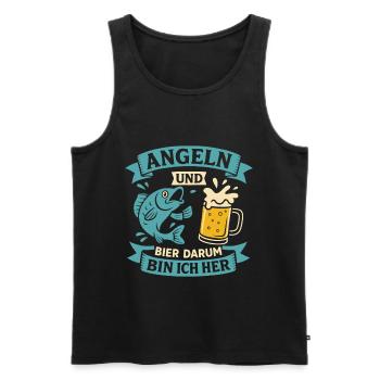 Soon dad FISHING AND BEER THAT'S WHY I'M HERE Funny - Men's Premium Organic Tank Top - black - Front - Michal (187cm)