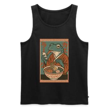 Lustiger Frosch, mürrisch, Japanische Kunst, Ramen - Männer Premium Bio Tank Top - Schwarz - Vorne - Michal (187cm)