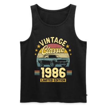 1986 40 Jahre Jubiläum Herrenauto - Männer Premium Bio Tank Top - Schwarz - Vorne - AI Model Male 178 light (178cm)