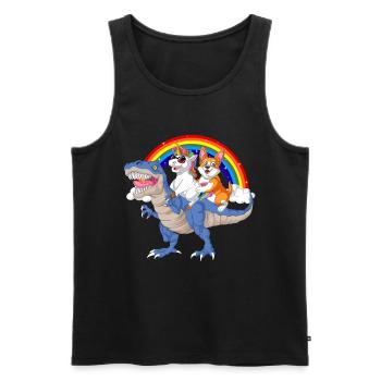 Skurrile Dinosaurierfahrt mit Fantasy Corgi Hund - Männer Premium Bio Tank Top - Schwarz - Vorne - AI Model Male 178 light (178cm)