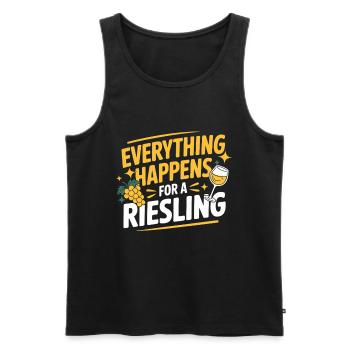 Wine Wine Drinker Everything Happens For A Riesling - Men's Premium Organic Tank Top - black - Front - AI Model Male 178 light (178cm)