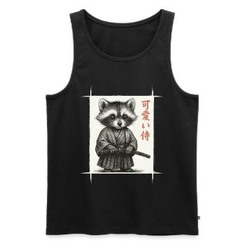 Samurai Raccoon, Kawaii, Japanese Art - Men's Premium Organic Tank Top - black - Front - Michal (187cm)