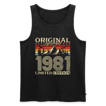 44th Birthday Vintage September Vintage 1981 - Men's Premium Organic Tank Top - black - Front - AI Model Male 178 light (178cm)