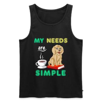 Livres, café et Golden Doodle Vibes - Débardeur bio Premium Homme - noir - Devant - Michal (187cm)