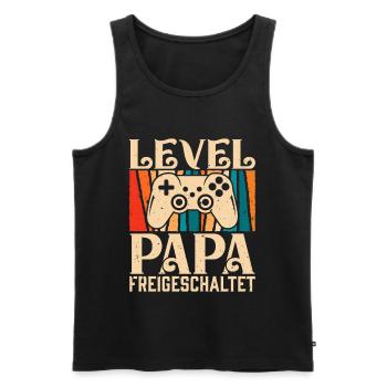 Gambler Dad LEVEL DAD UNLOCKED Retro Funny - Men's Premium Organic Tank Top - black - Front - AI Model Male 178 light (178cm)