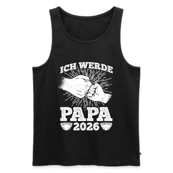 Future papa JE SERAI PAPA 2026 Drôle - Débardeur bio Premium Homme - noir - Devant - Michal (187cm)