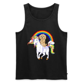 GoldenDoodle Riding Unicorn - Men's Premium Organic Tank Top - black - Front - Michal (187cm)