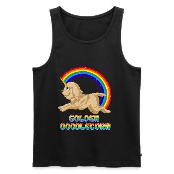 Whimsical Unicorn Dog with Rainbow Motif - Men's Premium Organic Tank Top - black - Front - Michal (187cm)