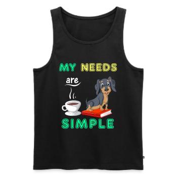 Livres café et teckel drôle chien amoureux Design - Débardeur bio Premium Homme - noir - Devant - Michal (187cm)