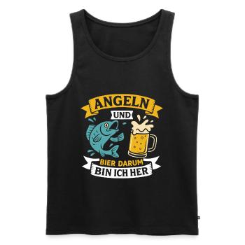 Soon dad FISHING AND BEER THAT'S WHY I'M HERE Funny - Men's Premium Organic Tank Top - black - Front - Michal (187cm)
