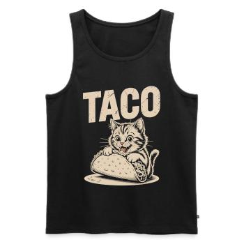 Humorous Taco Cat Print - Men's Premium Organic Tank Top - black - Front - AI Model Male 178 light (178cm)