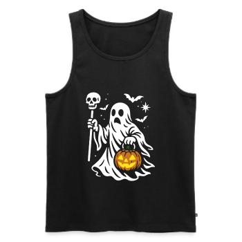 Ghost, Halloween Party Costume - Pumpkin - Men's Premium Organic Tank Top - black - Front - Michal (187cm)