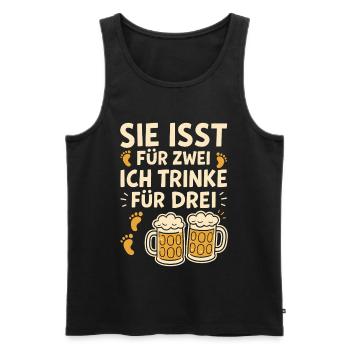 Soon to be a dad SHE EATS FOR TWO I DRINK FOR THREE - Men's Premium Organic Tank Top - black - Front - Michal (187cm)