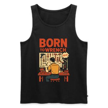 Born To Wrench Garage Mechanic Funny - Men's Premium Organic Tank Top - black - Front - AI Model Male 178 light (178cm)