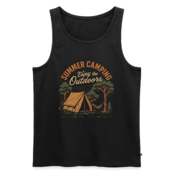 Camping d’été, profitez de la nature et du plaisir du campeur - Débardeur bio Premium Homme - noir - Devant - AI Model Male 178 light (178cm)