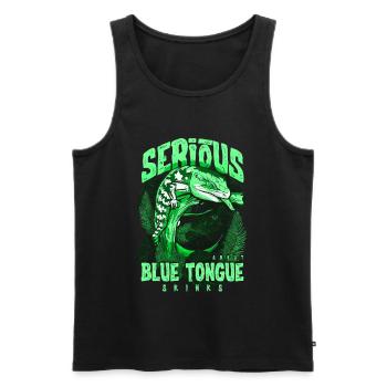 Gardien de reptiles sérieux au sujet des scinques à langue bleue - Débardeur bio Premium Homme - noir - Devant - Michal (187cm)