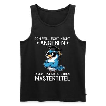 Master complété - Intitulé du Master - Débardeur bio Premium Homme - noir - Devant - AI Model Male 178 light (178cm)