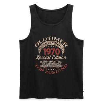 55th birthday gift vintage car September 1970 - Men's Premium Organic Tank Top - black - Front - AI Model Male 178 light (178cm)