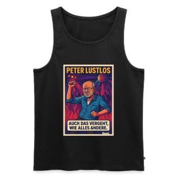 Humorous dancefloor saying with Peter Lustlos - Men's Premium Organic Tank Top - black - Front - AI Model Male 178 light (178cm)