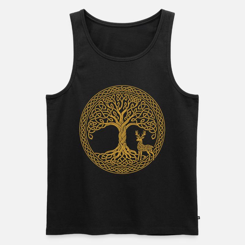 Baum Des Lebens Hirsch Symbol Achtsamkeit - Männer Premium Bio Tank Top - Schwarz