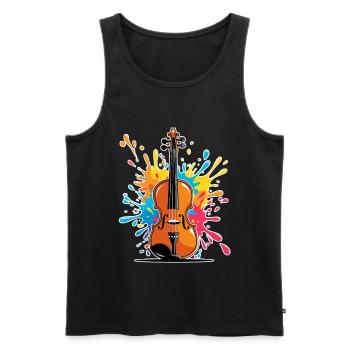 Vibrant violin art design - Men's Premium Organic Tank Top - black - Front - AI Model Male 178 light (178cm)