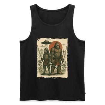Samouraï Bigfoot Alien Guerrier japonais, Ninja - Débardeur bio Premium Homme - noir - Devant - Michal (187cm)